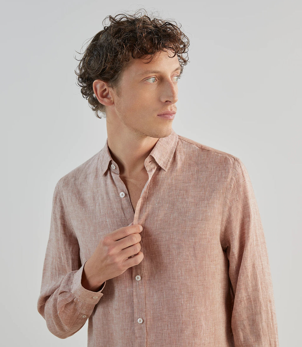 Chemise 100% lin rouge bordeaux - IZAC