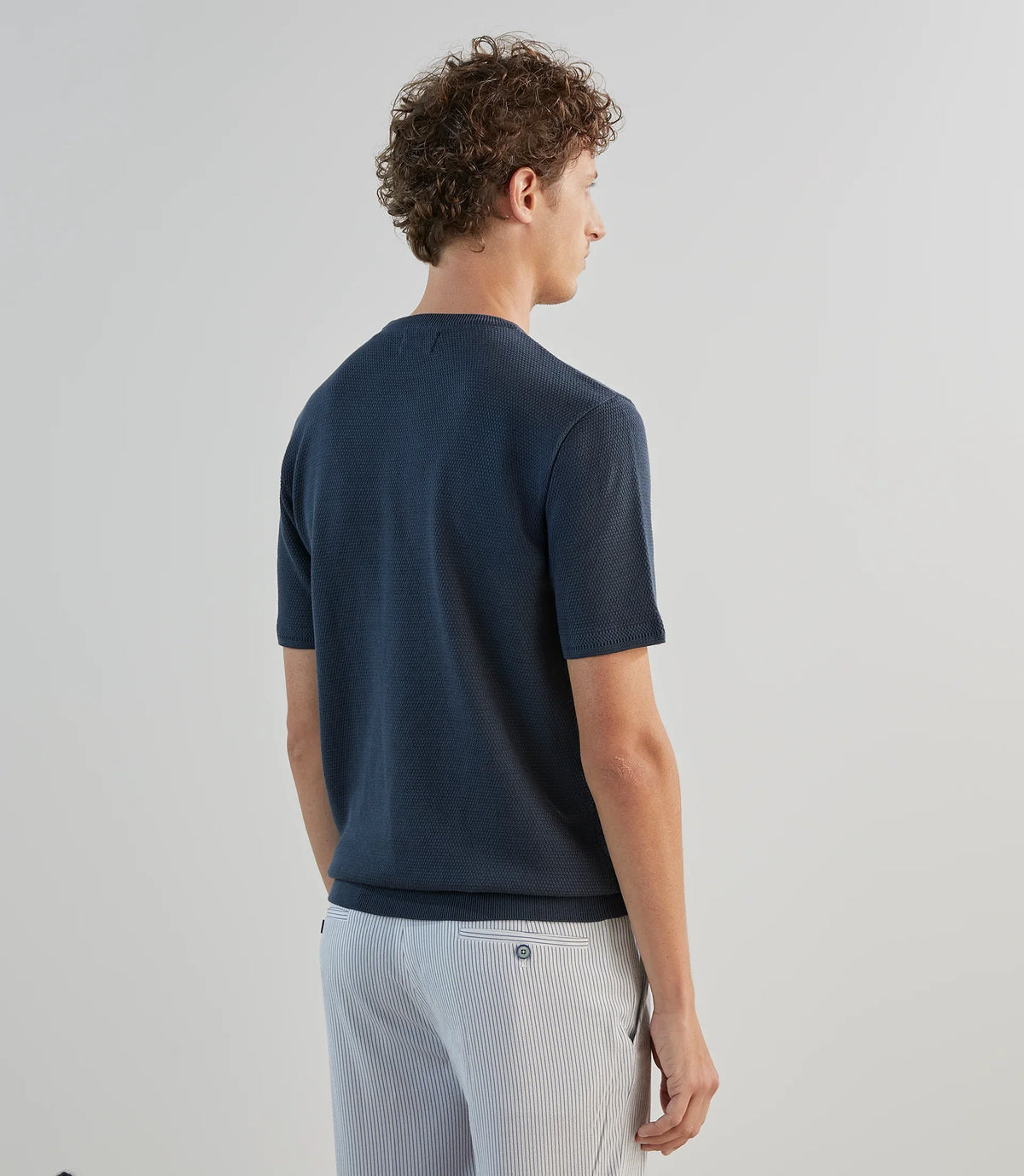 T-shirt à manches courtes en jeu de points bleu gris - IZAC