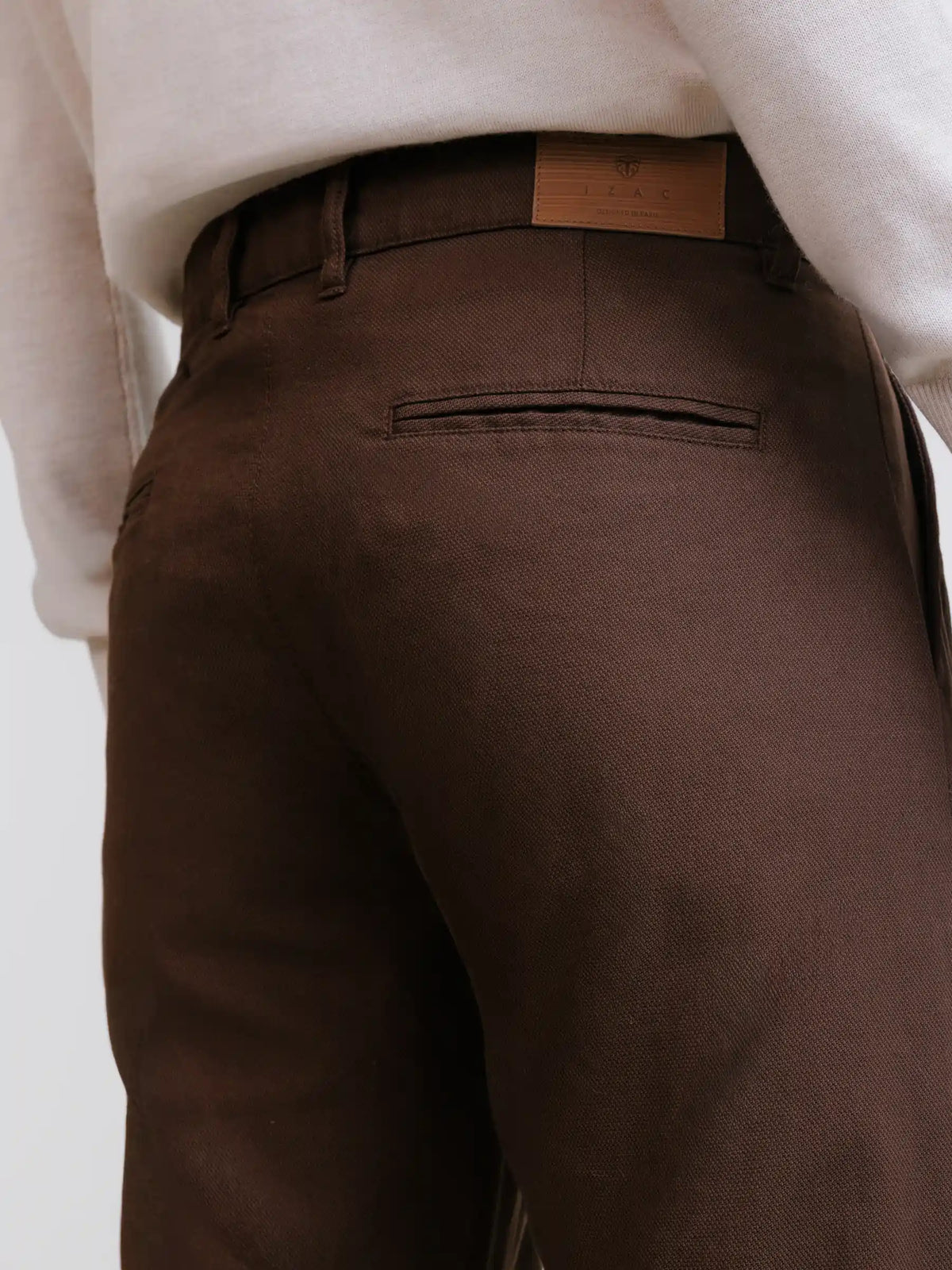 Pantalon chino armuré chocolat - IZAC