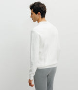 Pull col polo ouvert jeux de points ecru - IZAC