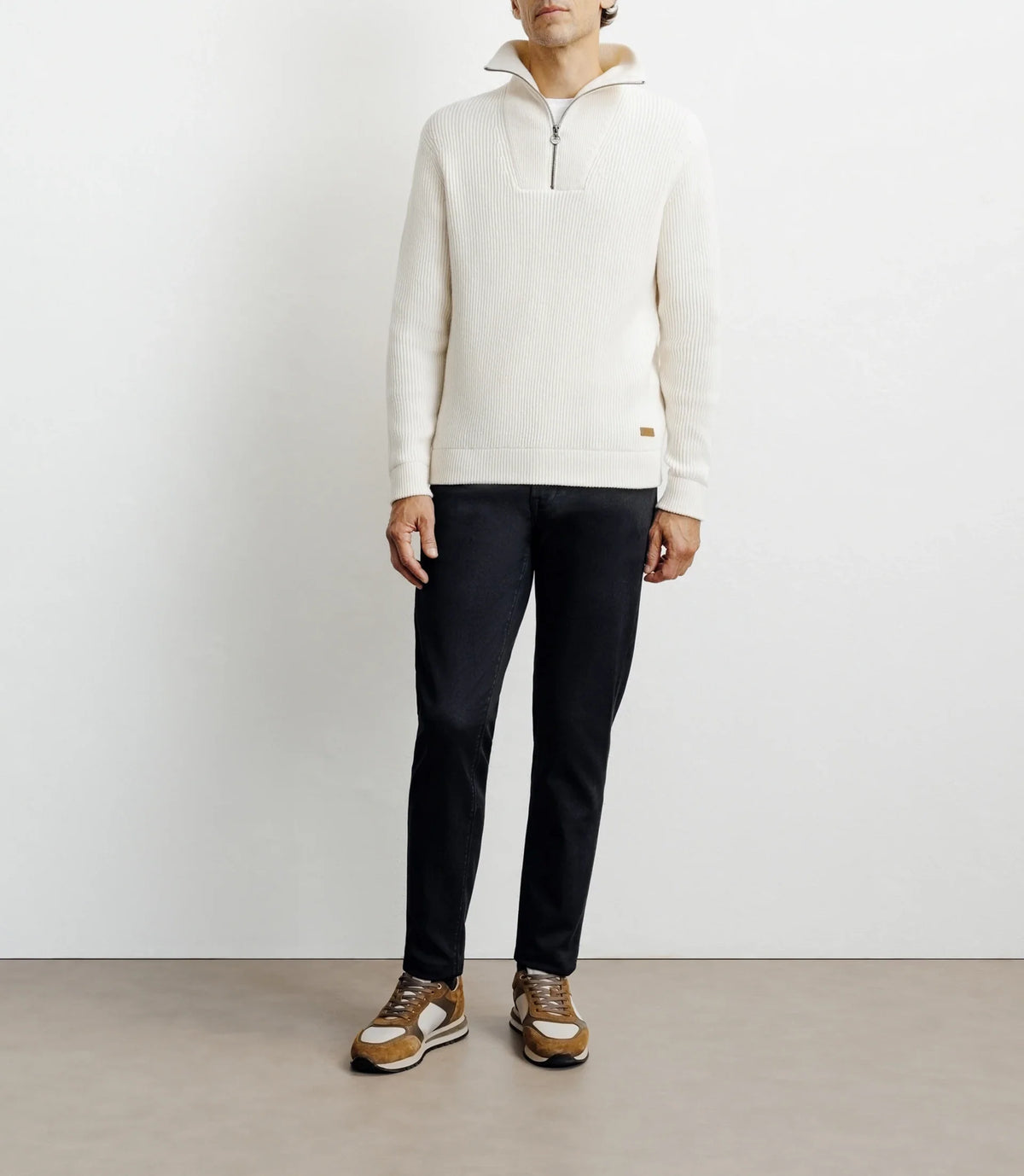 Pull en laine col camionneur écru - IZAC
