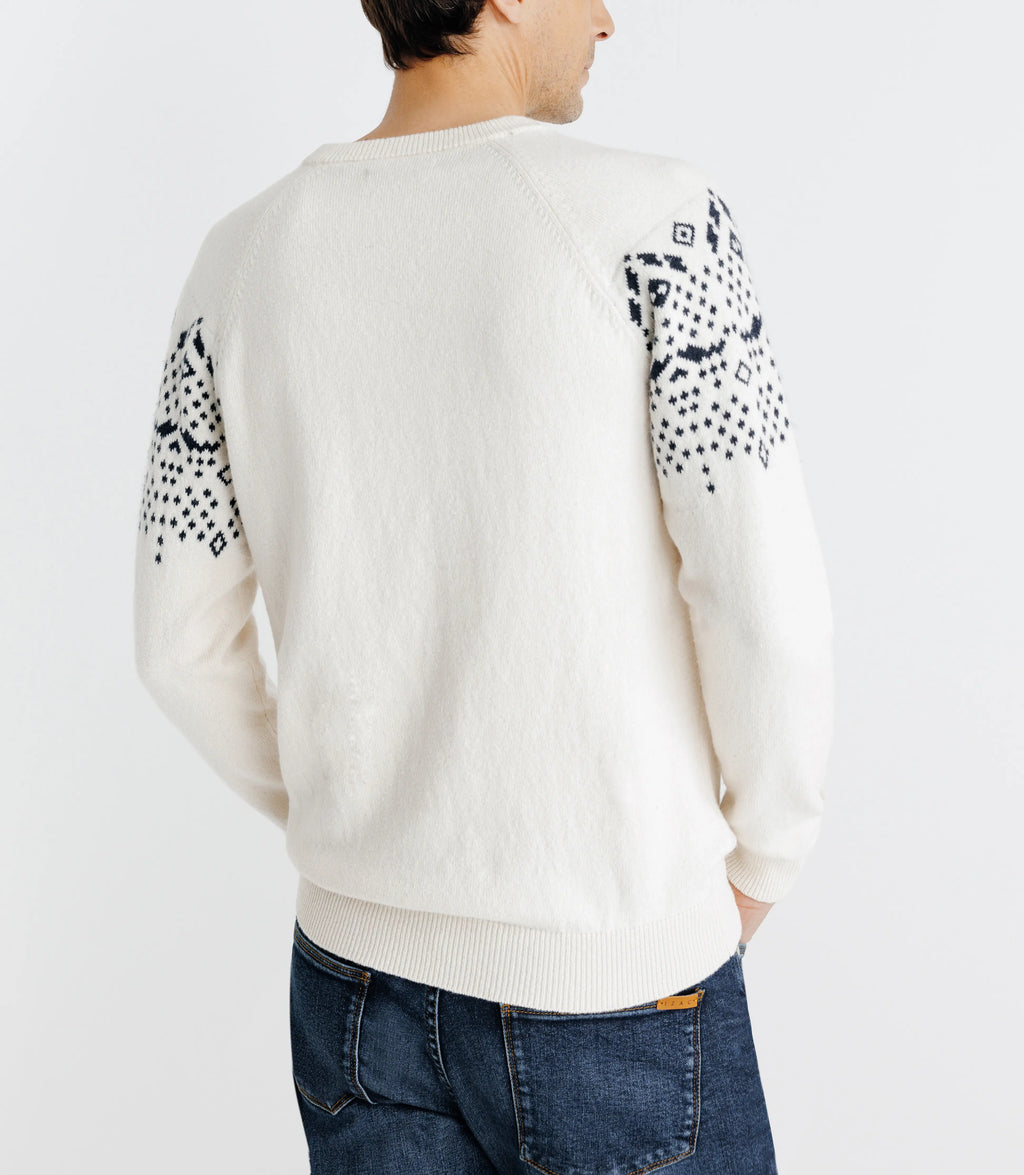 Pull en jacquard col rond écru - IZAC