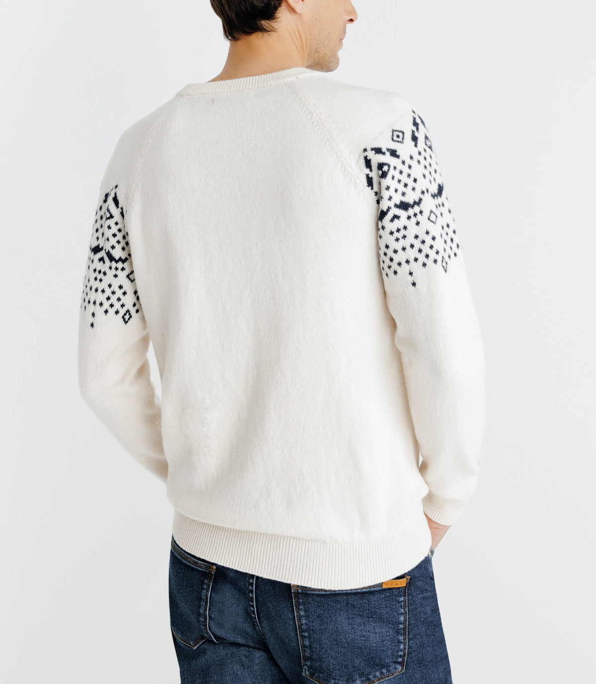 Pull en jacquard col rond écru - IZAC