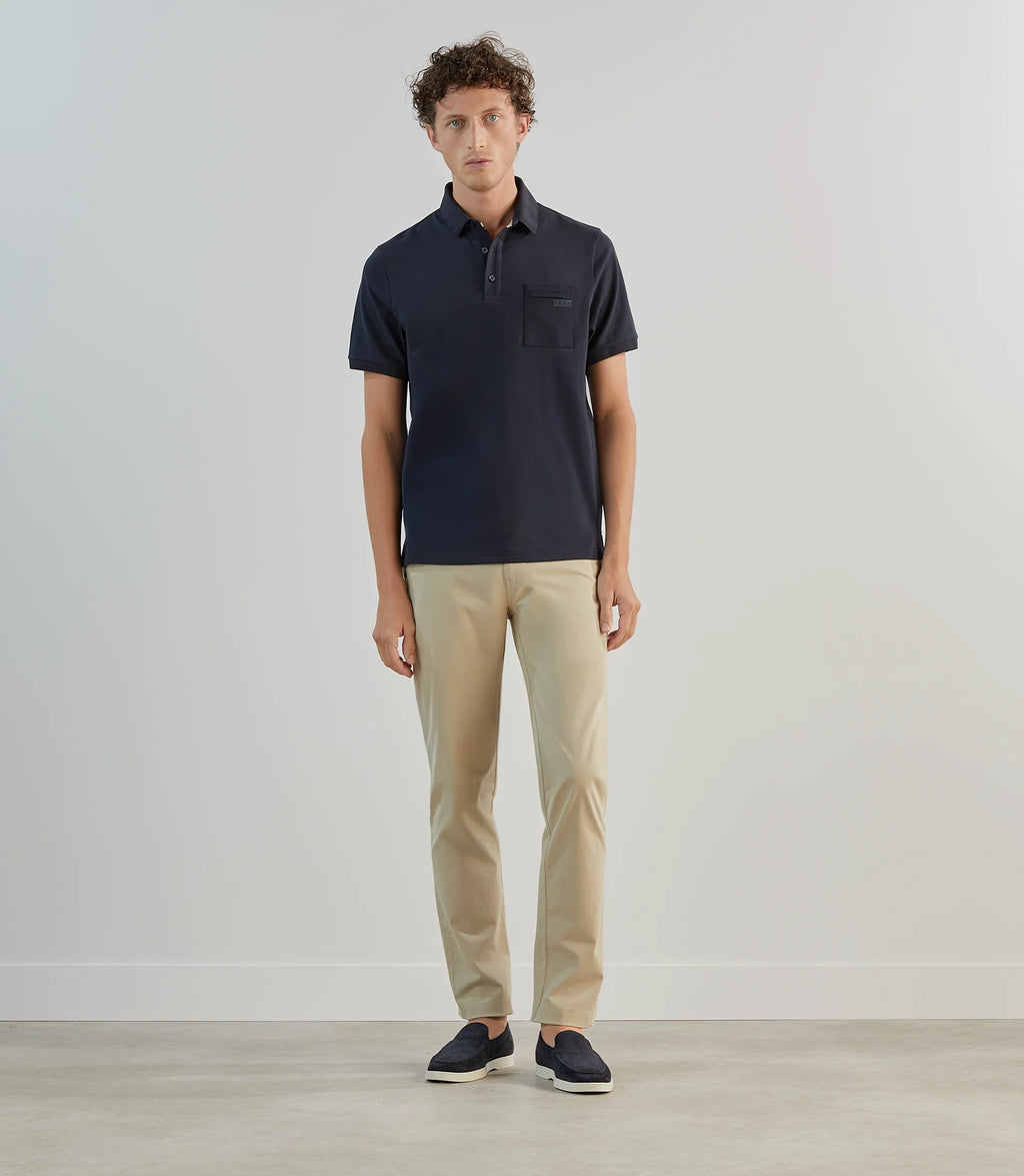 Polo col boutonné marine - IZAC