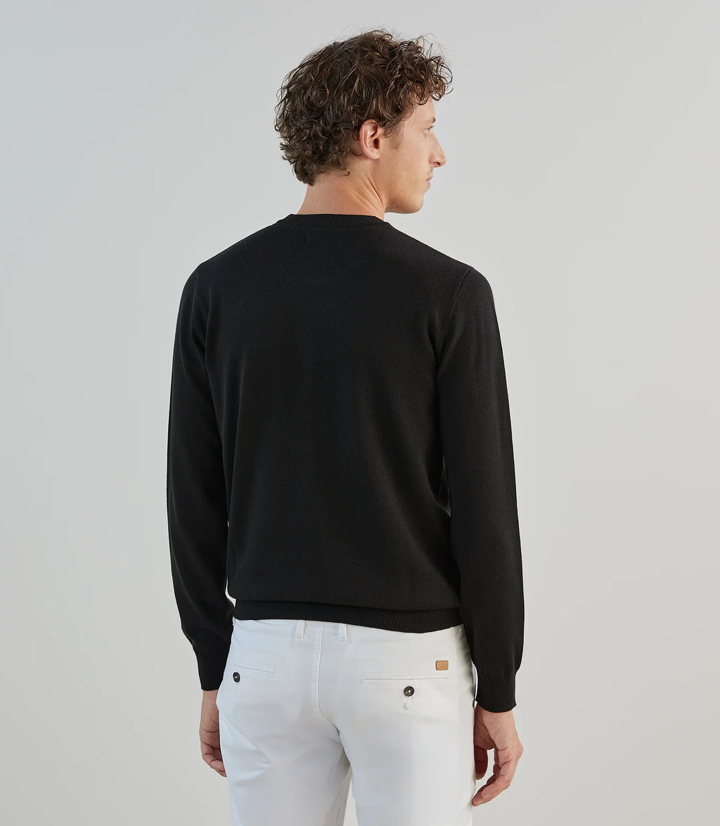 Pull avec poche bi - matière noir - IZAC
