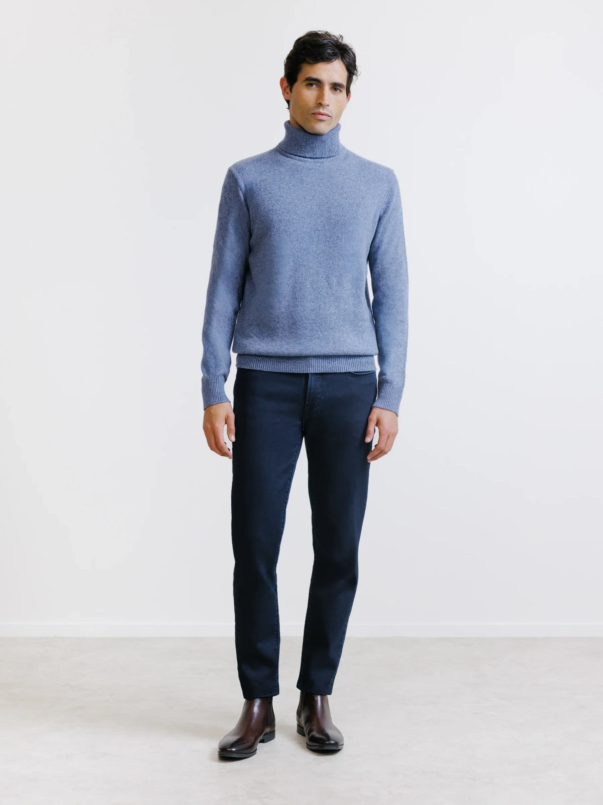 Pull en laine col roulé indigo - IZAC