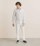 Chemise rayée en lin verte - IZAC