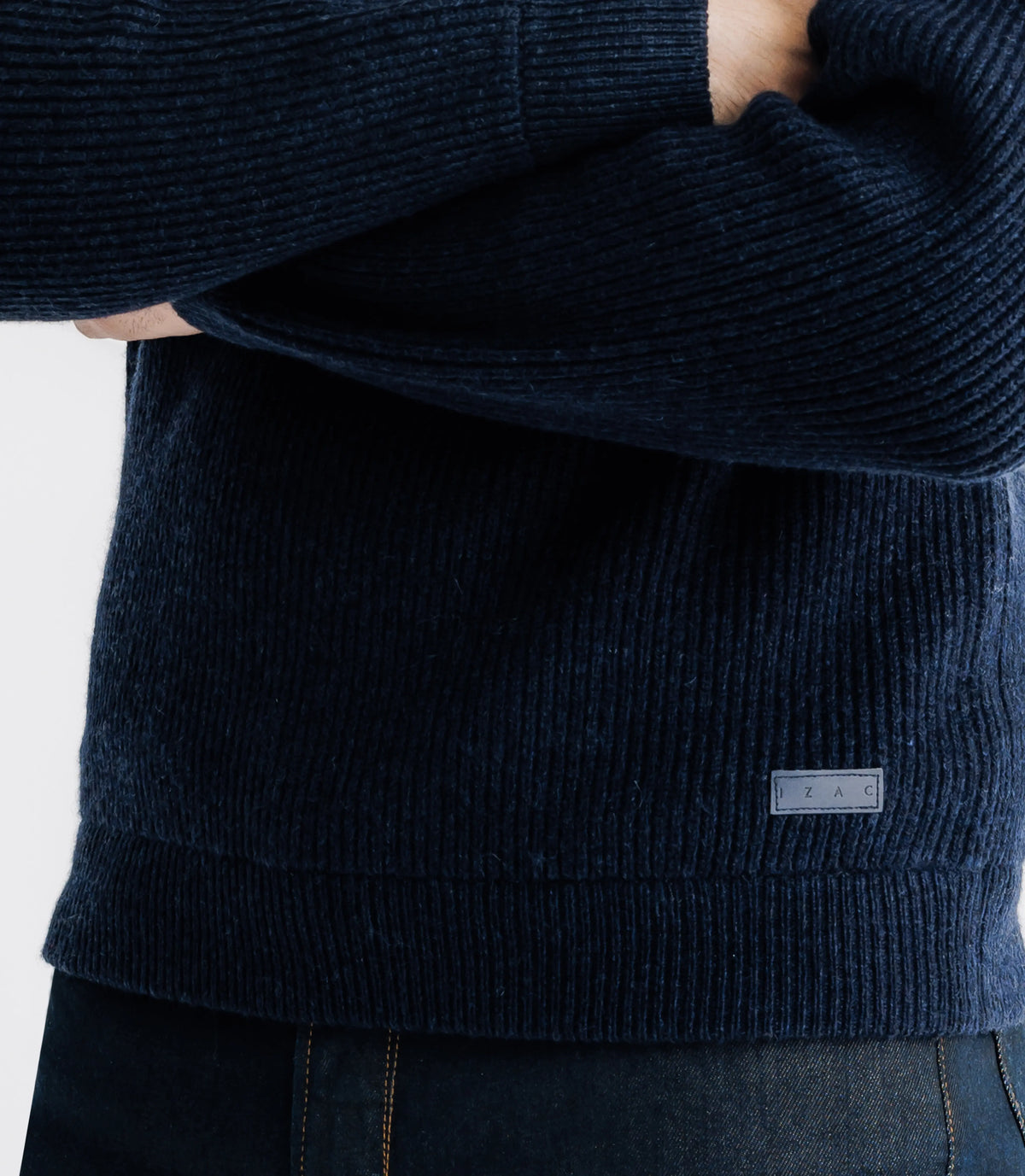 Pull lambswool col camionneur bleu marine - IZAC