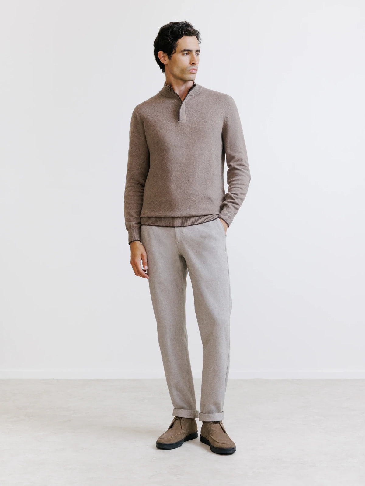 Pull col montant taupe - IZAC