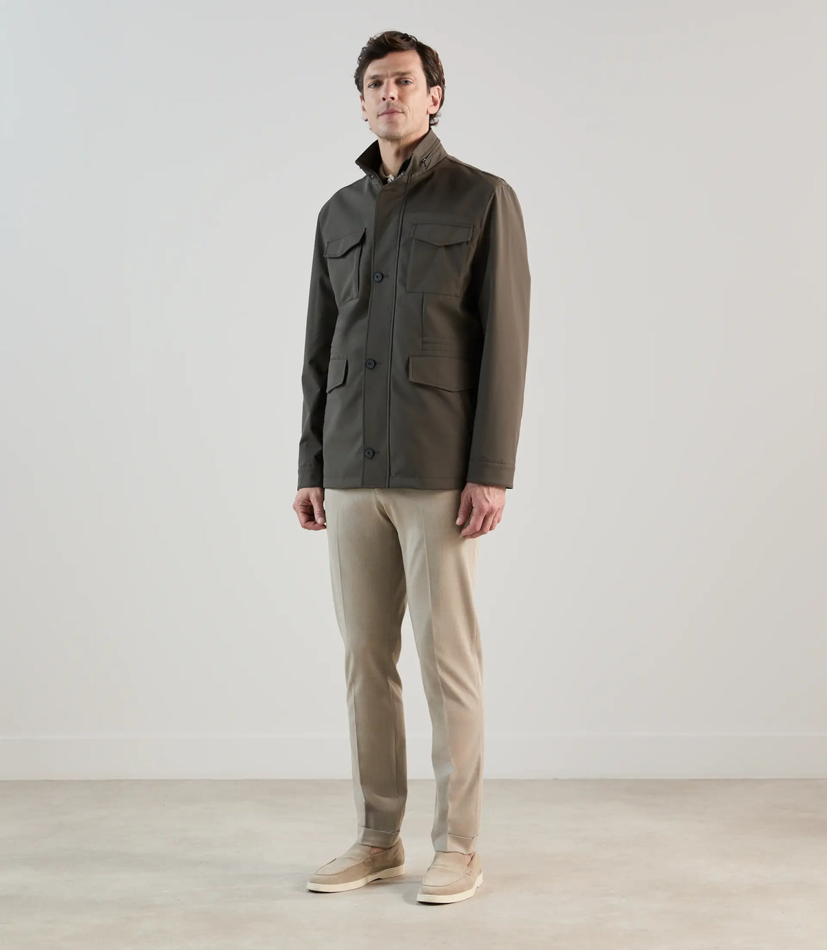 Parka courte col montant kaki foncé - IZAC