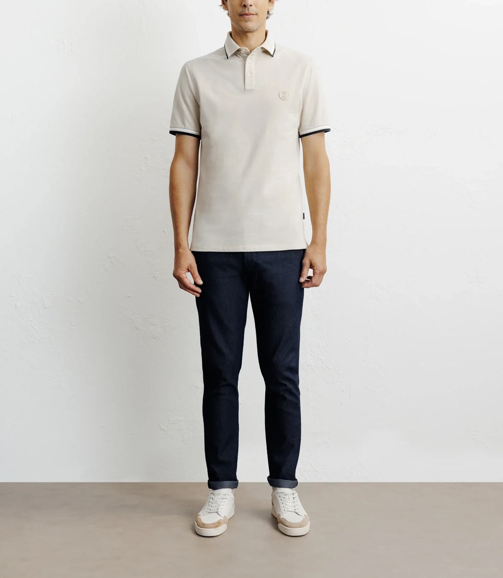 Polo piqué boutonné beige - IZAC
