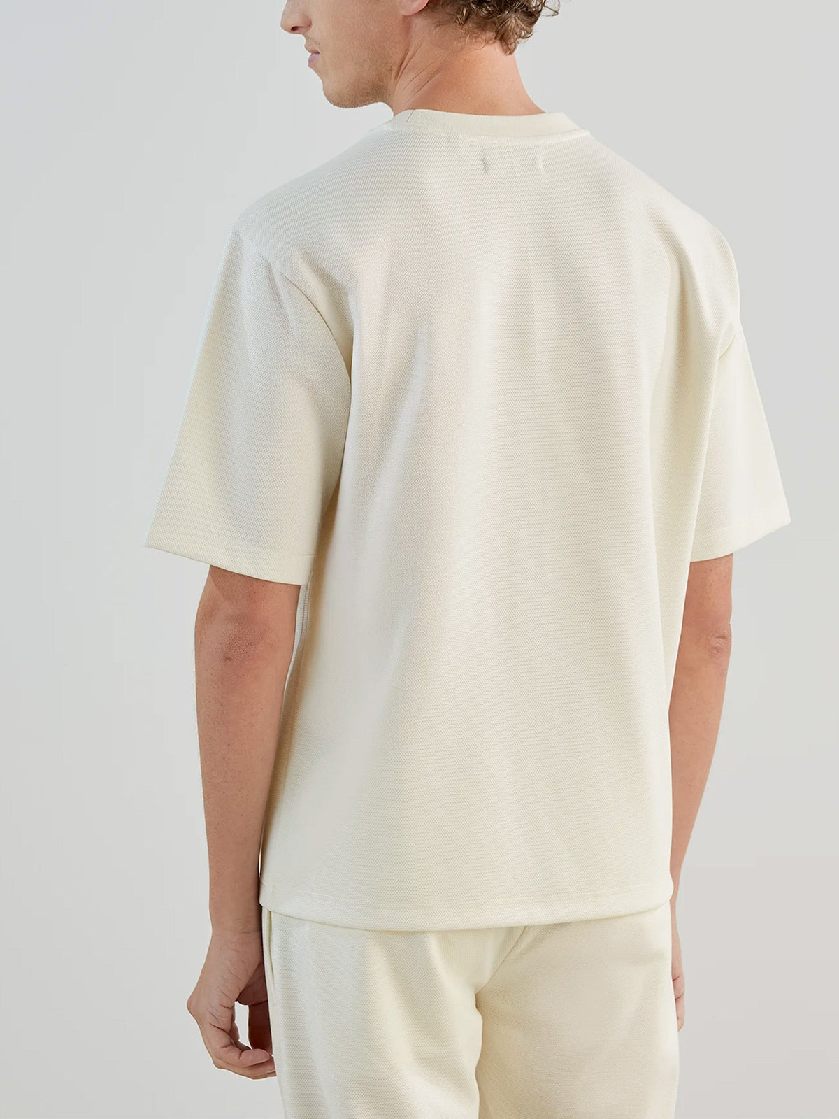T-shirt col rond en jeu de points écru - IZAC