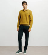 Pull col polo ouvert jeux de points jaune - IZAC