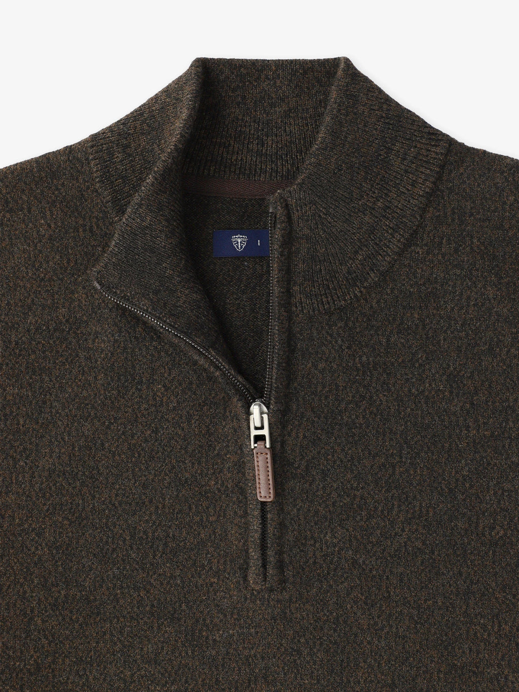 Pull col demi zip mouliné marron - IZAC