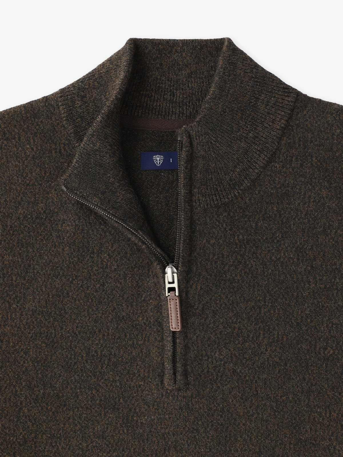 Pull col demi zip mouliné marron - IZAC