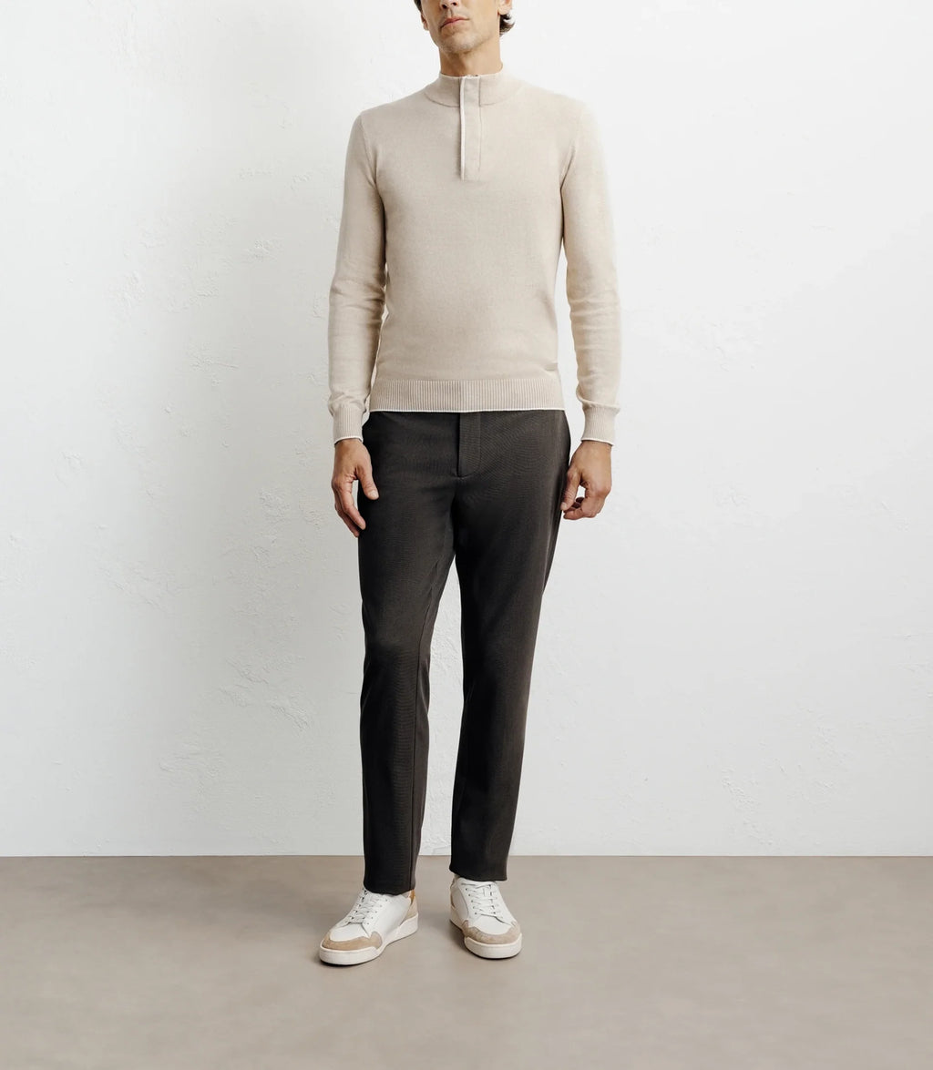 Pull col montant demi zippé beige - IZAC