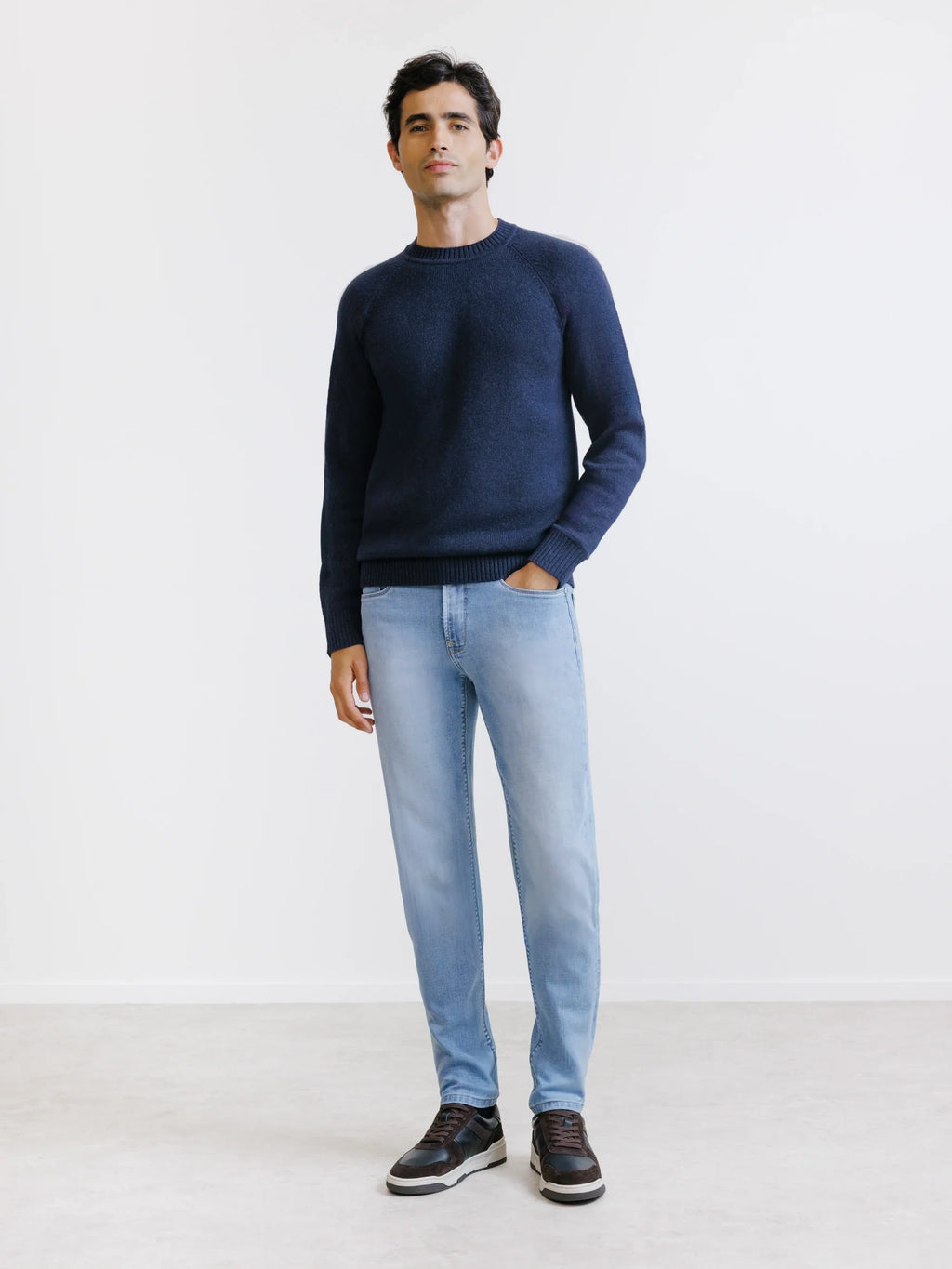 Pull en laine col rond marine - IZAC