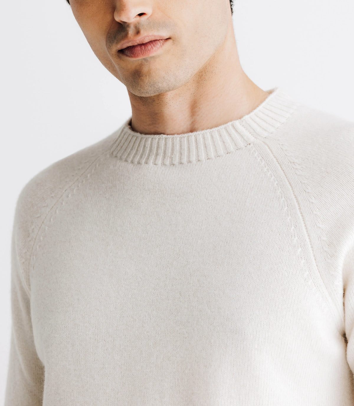Pull lambswool col rond écru - IZAC