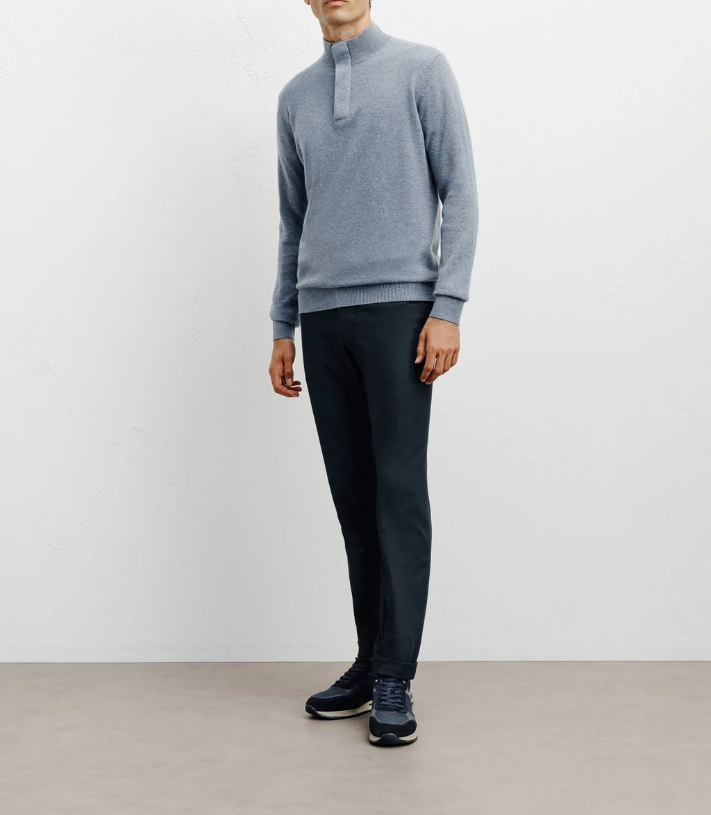 Pull col montant 100% cachemire indigo - IZAC