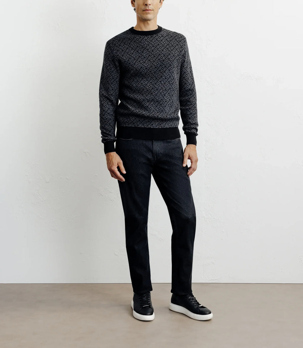 Pull col rond fantaisie noir - IZAC