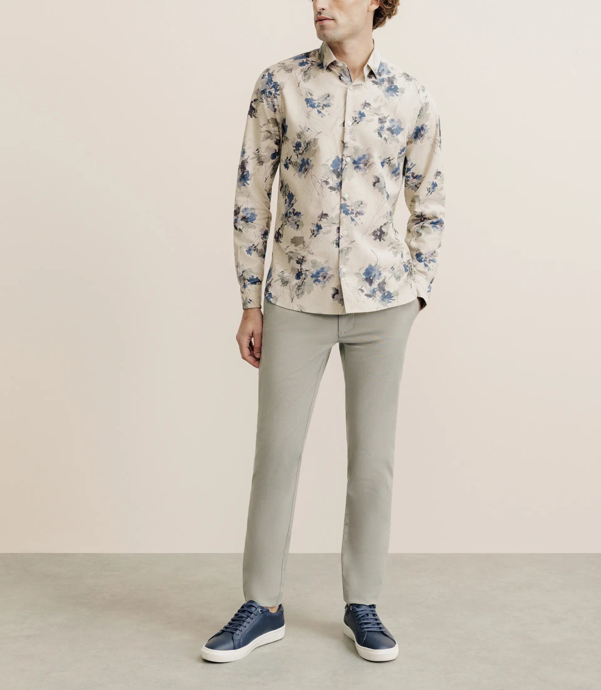 Chemise imprimée à fleurs beige - IZAC