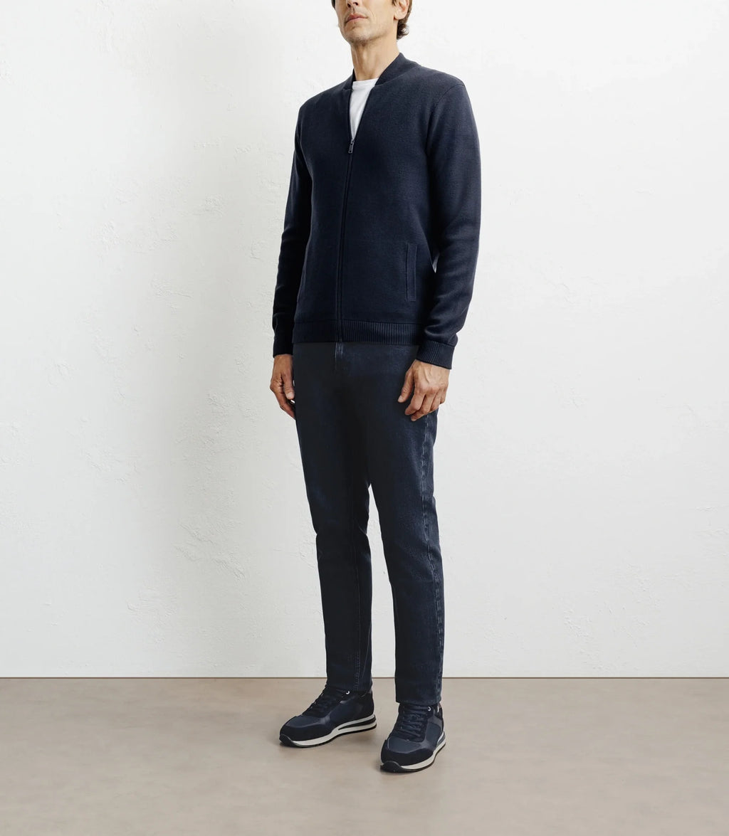 Cardigan zippé col teddy marine - IZAC