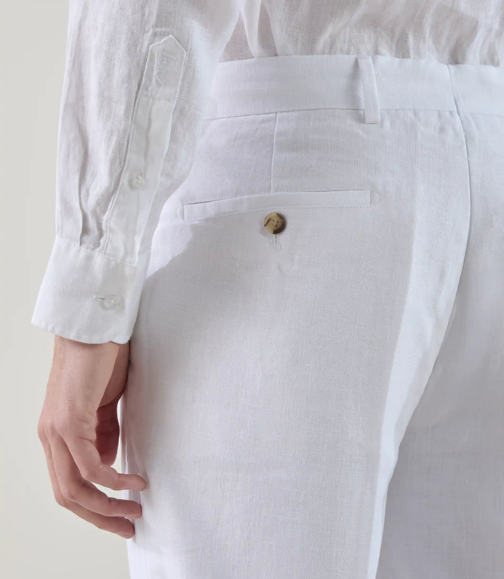 Pantalon ville 100% lin blanc - IZAC