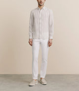 Chemise rayée 100% lin beige - IZAC
