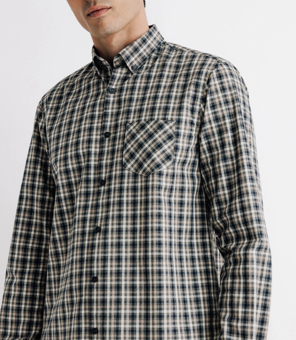 Chemise à petits carreaux beige - IZAC