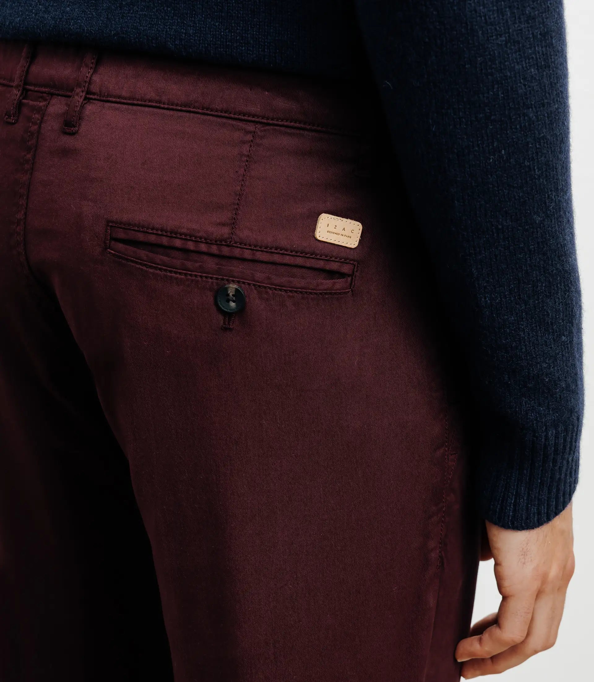 Pantalon coton stretch bordeaux - IZAC