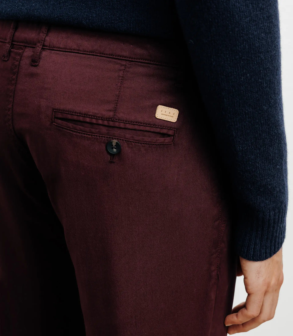 Pantalon coton stretch bordeaux - IZAC