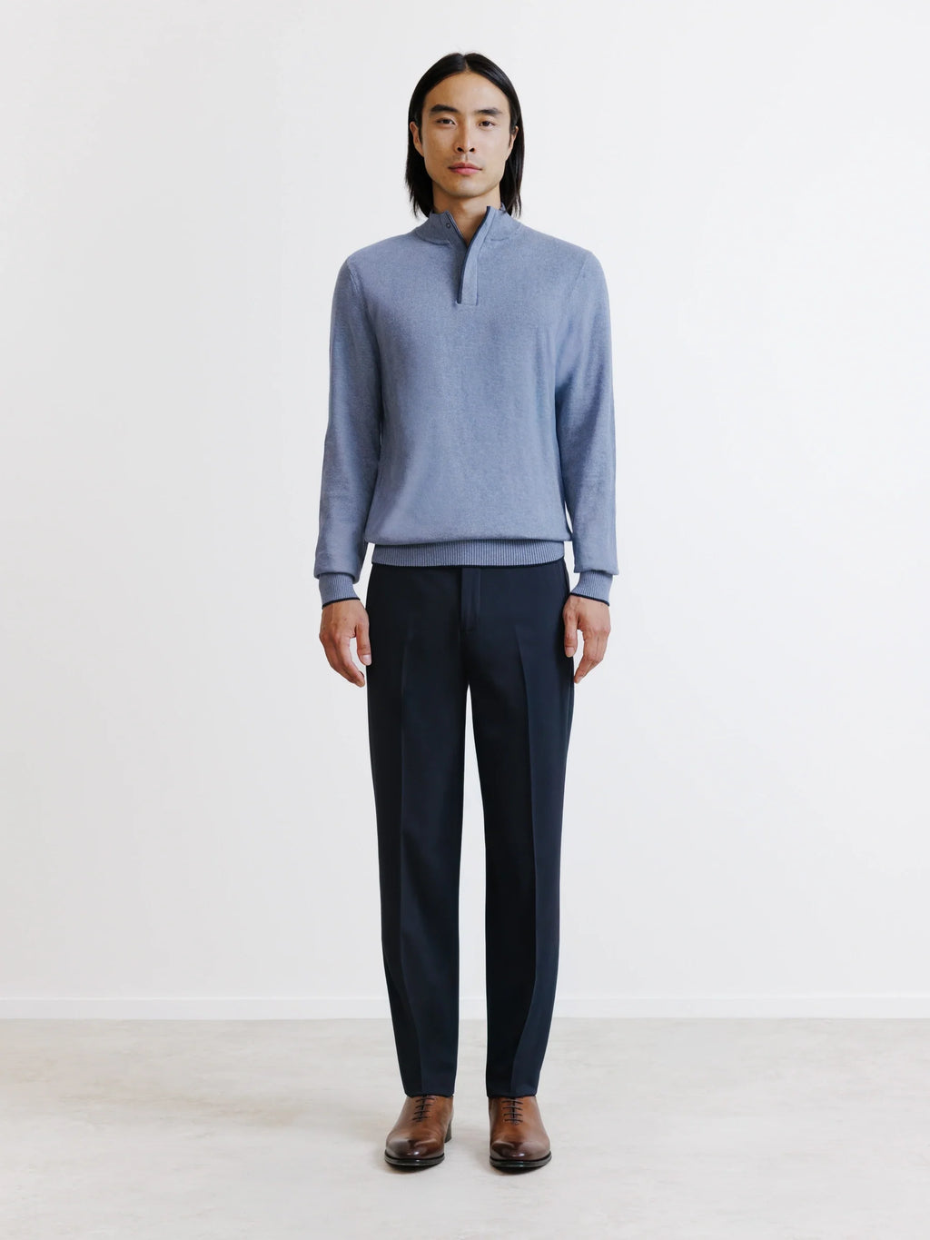 Pull col montant demi zippé indigo - IZAC