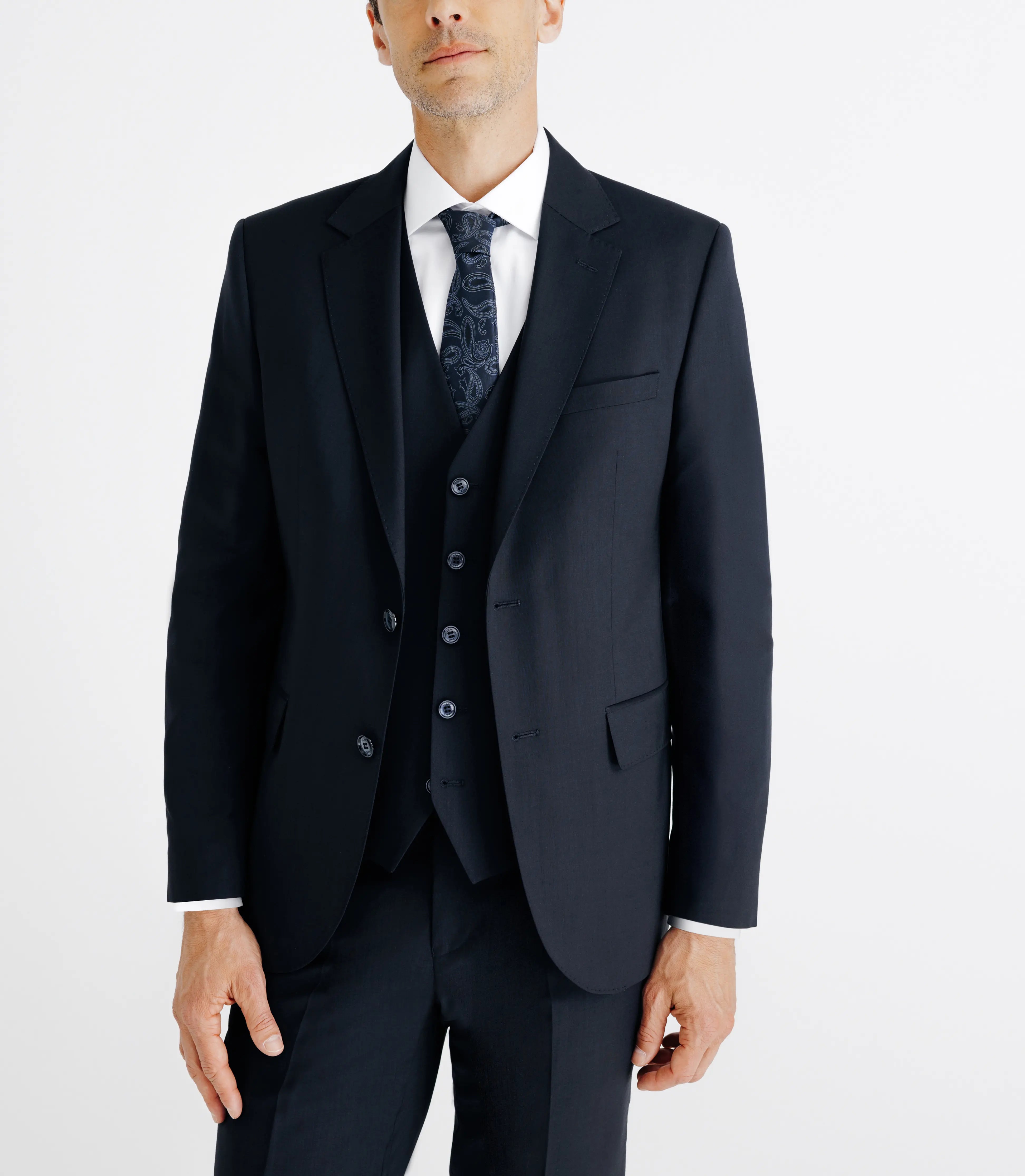 Costume 2 boutons en laine marine - IZAC