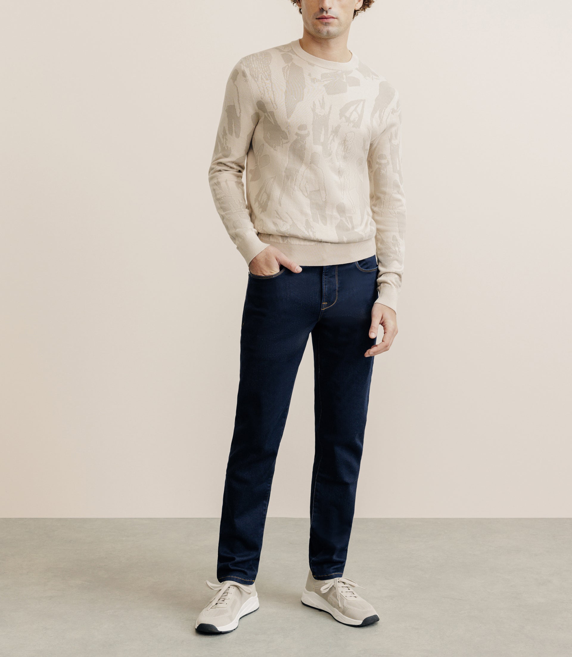 Pull col rond beige - IZAC