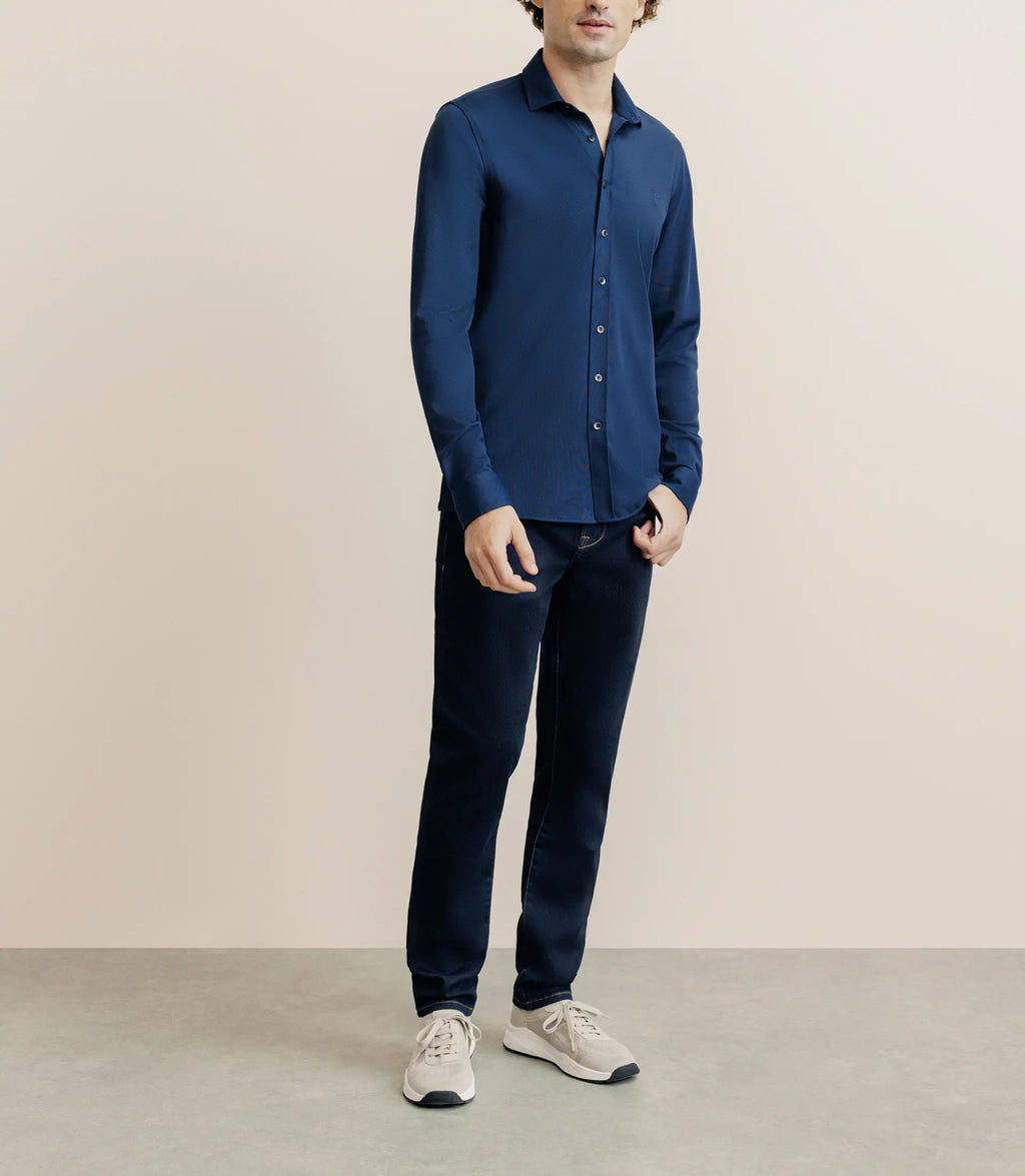 Chemise slim en maille marine - IZAC