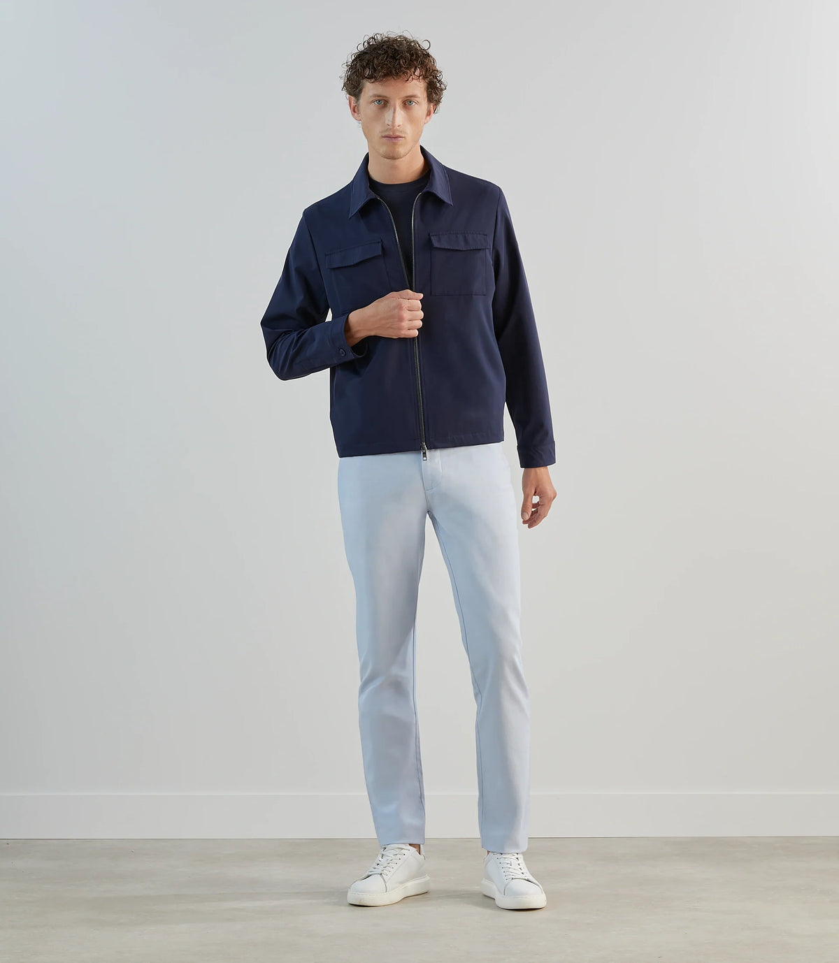 Blouson col chemise tissu technique marine - IZAC