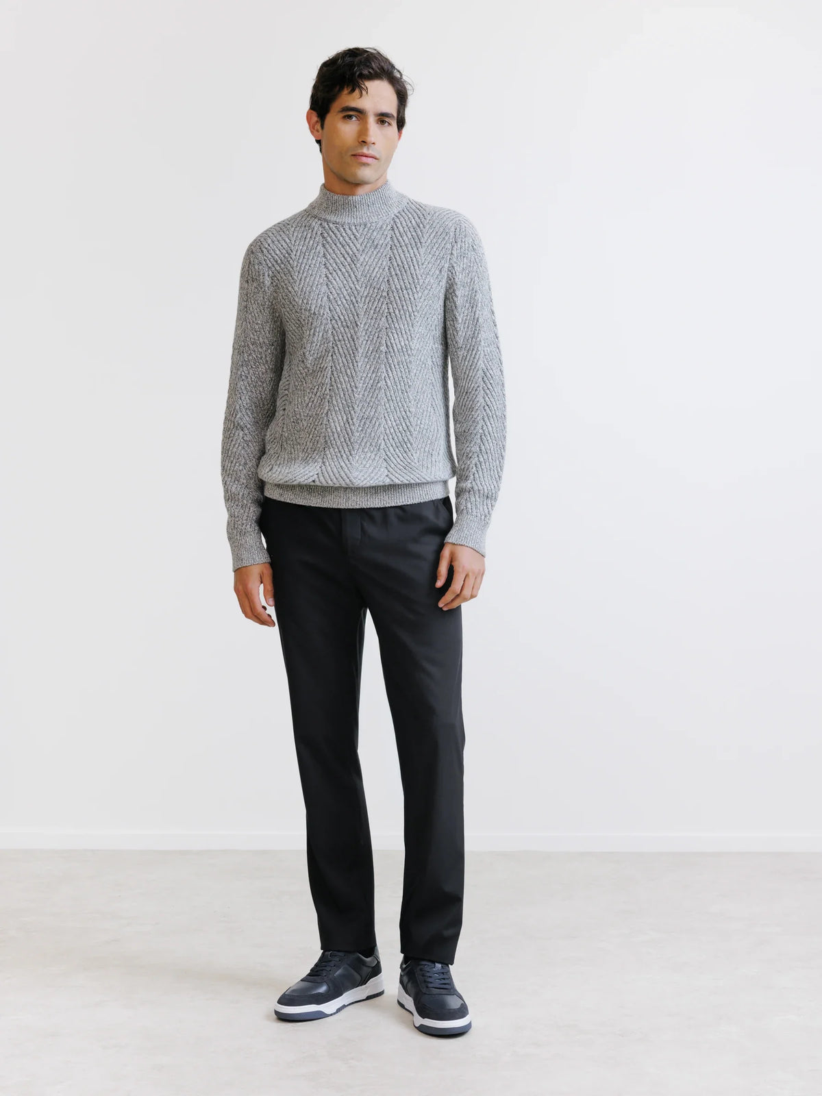 Pull col cheminée gris chiné - IZAC