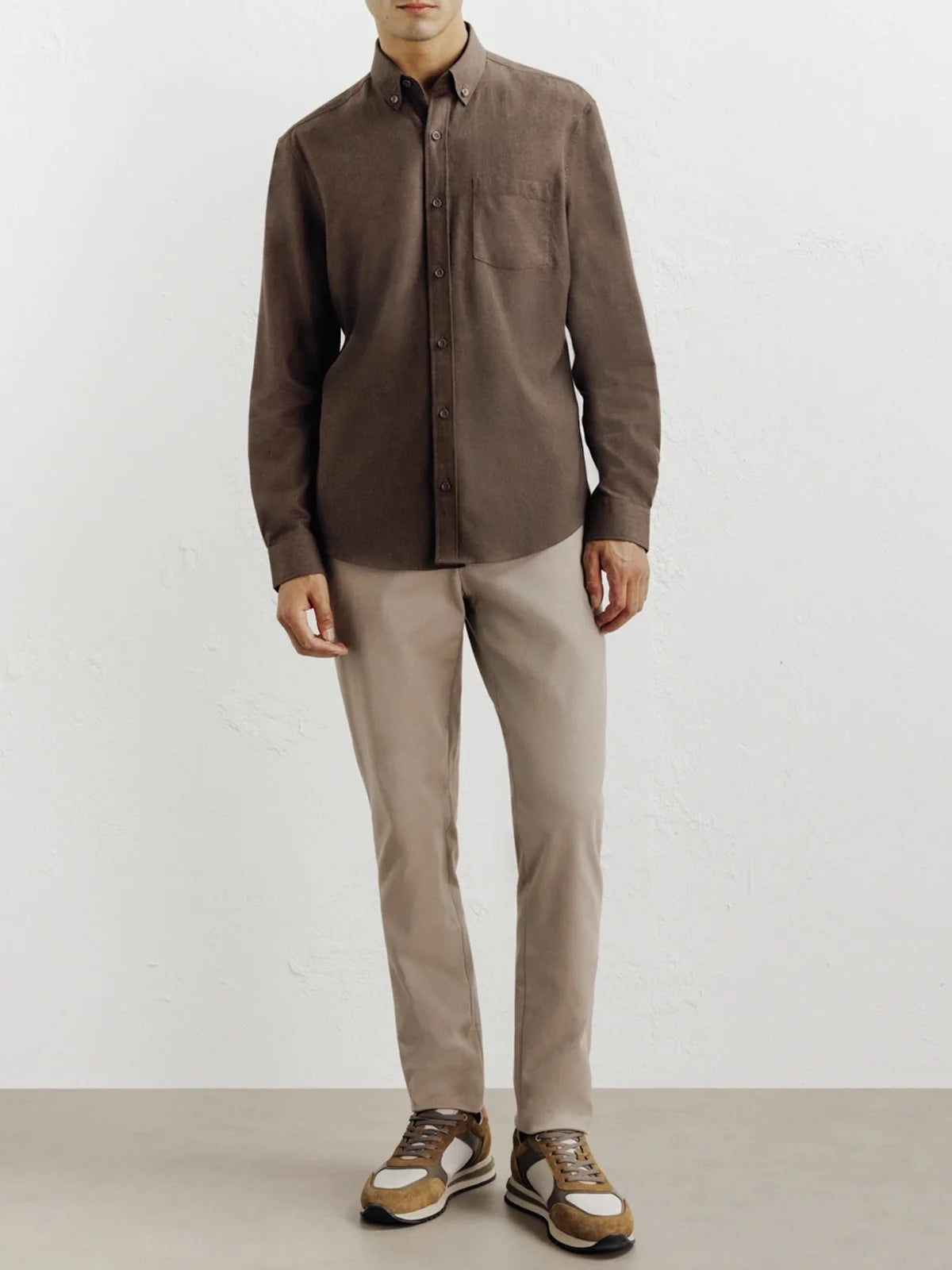 Chemise casual avec col boutonné marron - IZAC