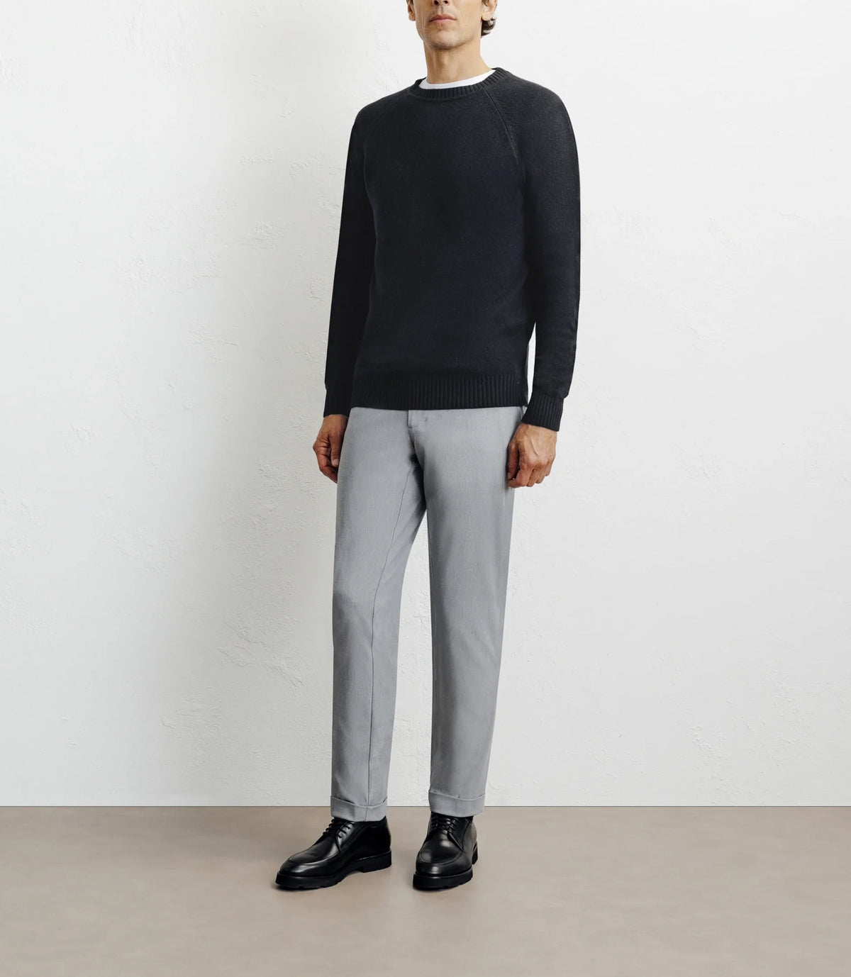 Pull en laine col rond noir - IZAC