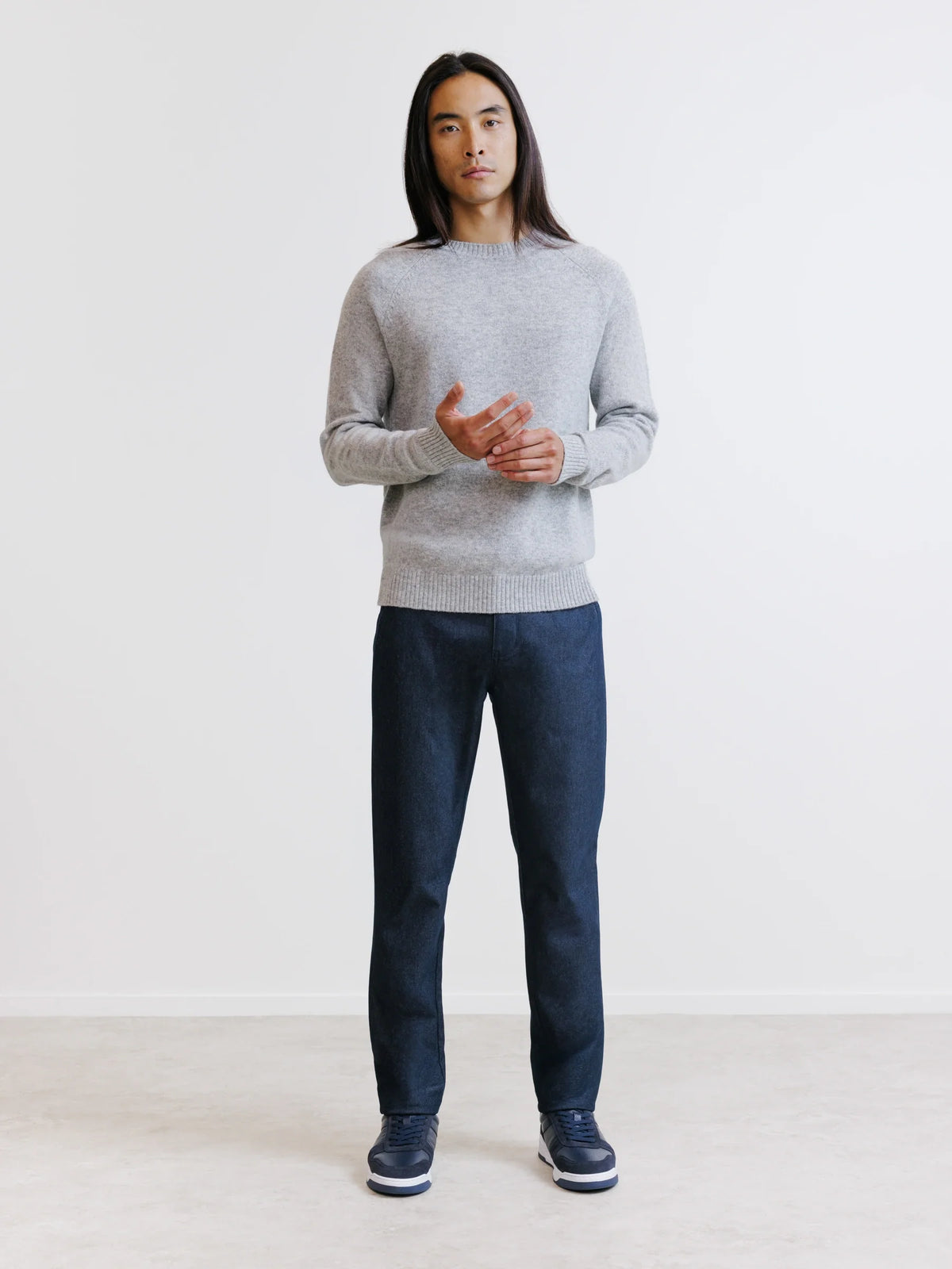 Pull en laine col rond gris chiné - IZAC