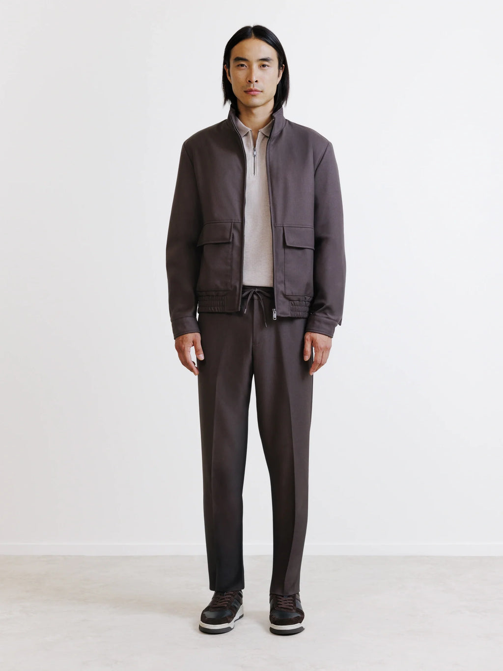 Blouson col montant marron - IZAC