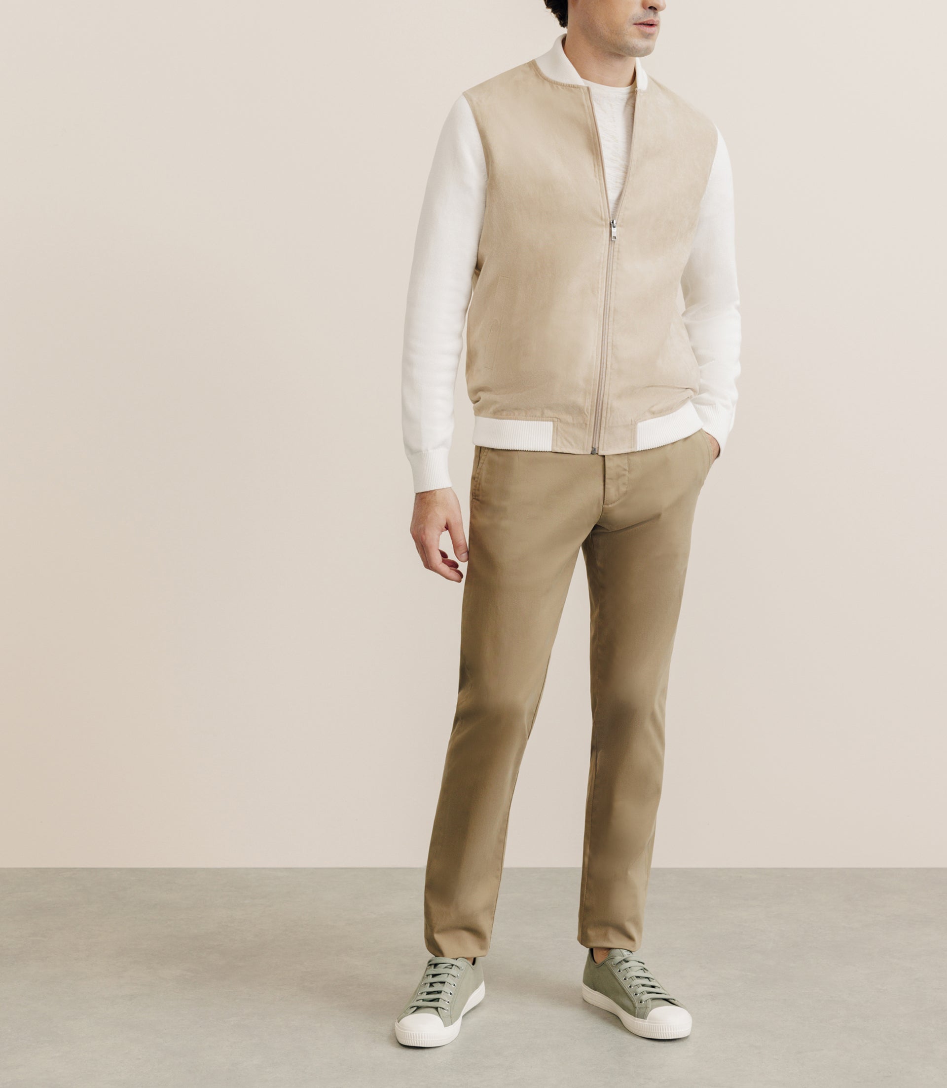 Gilet bi matière beige - IZAC