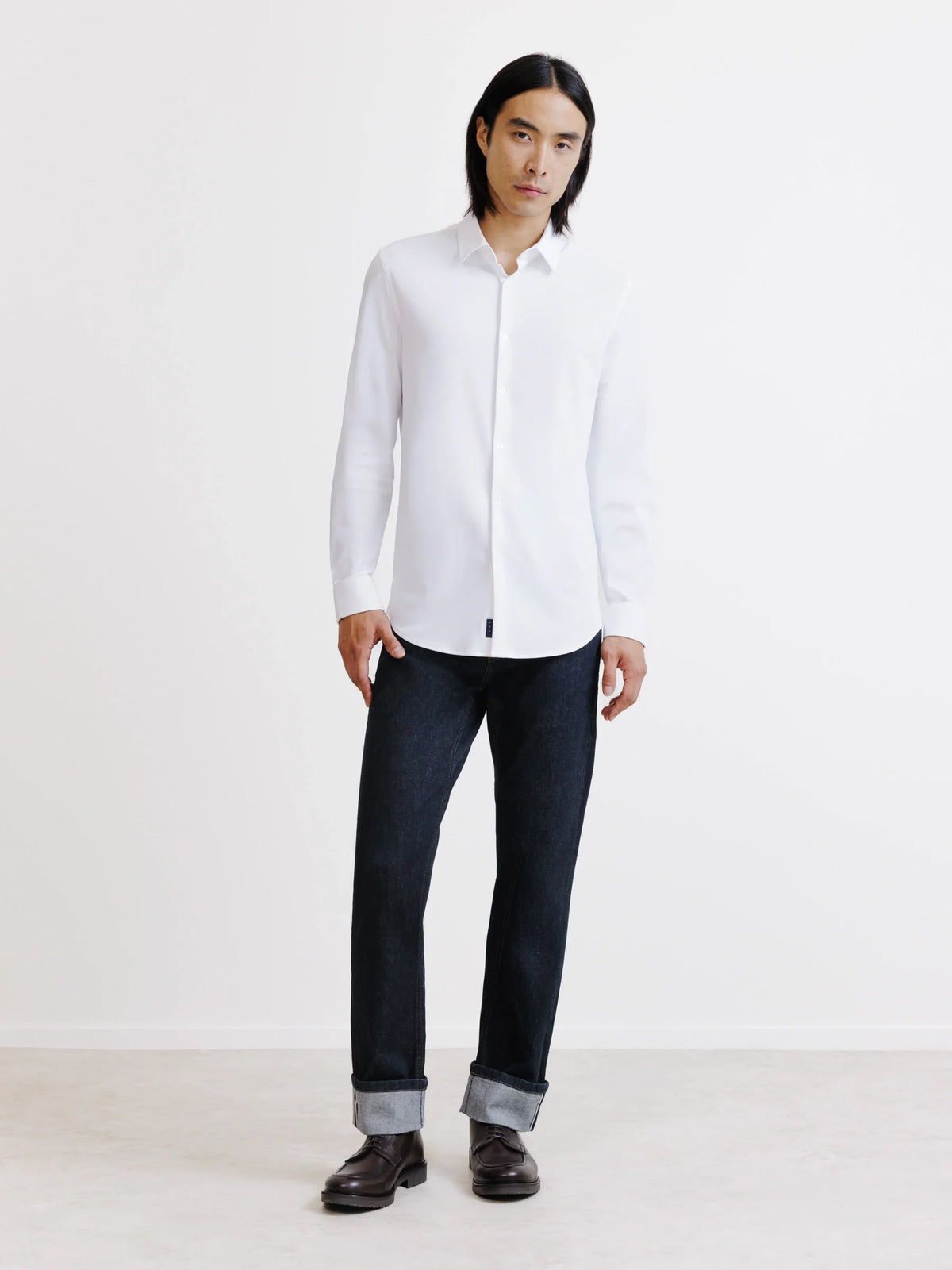 Chemise slim en maille blanche - IZAC
