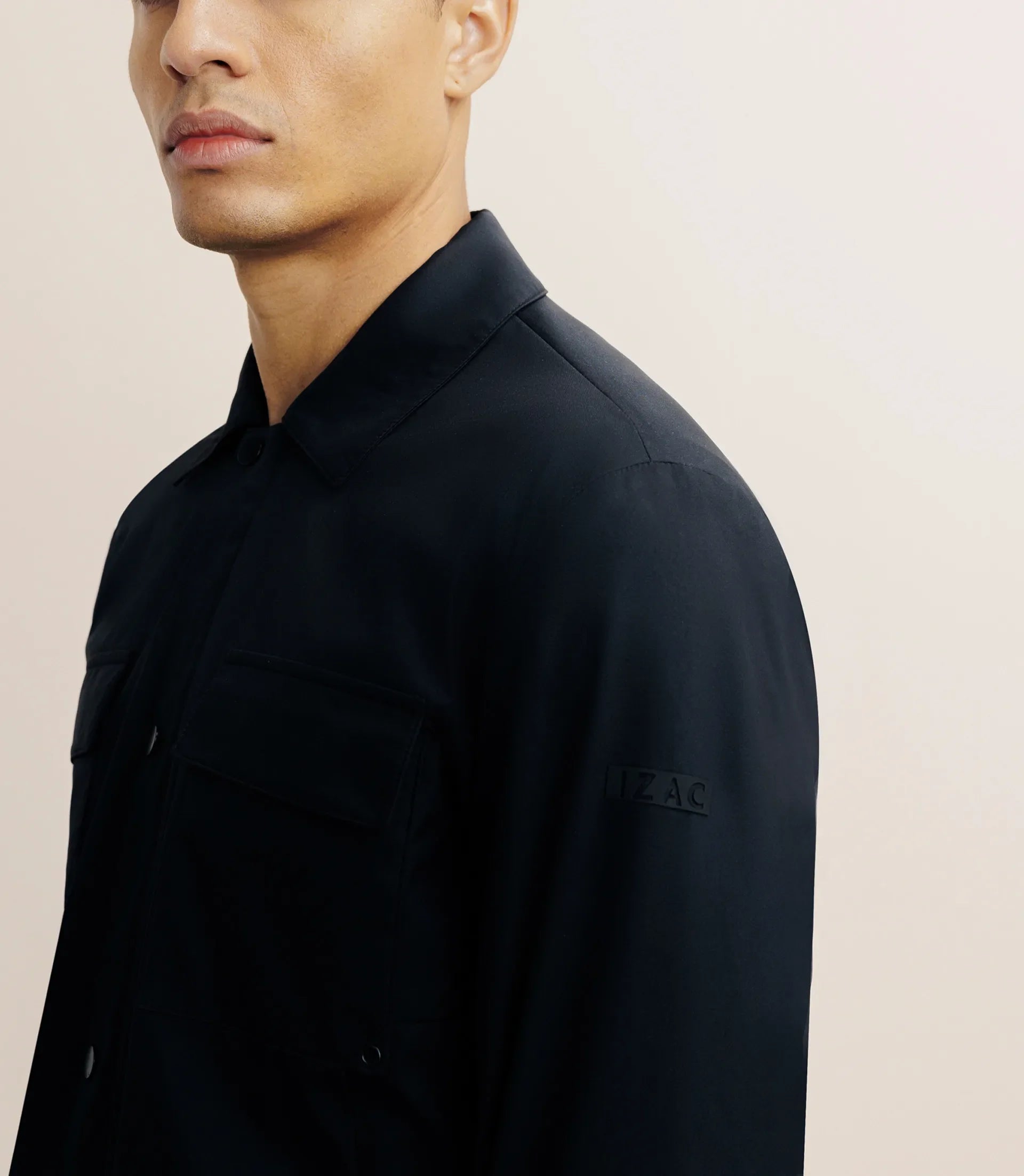 Blouson déperlant col chemise marine - IZAC