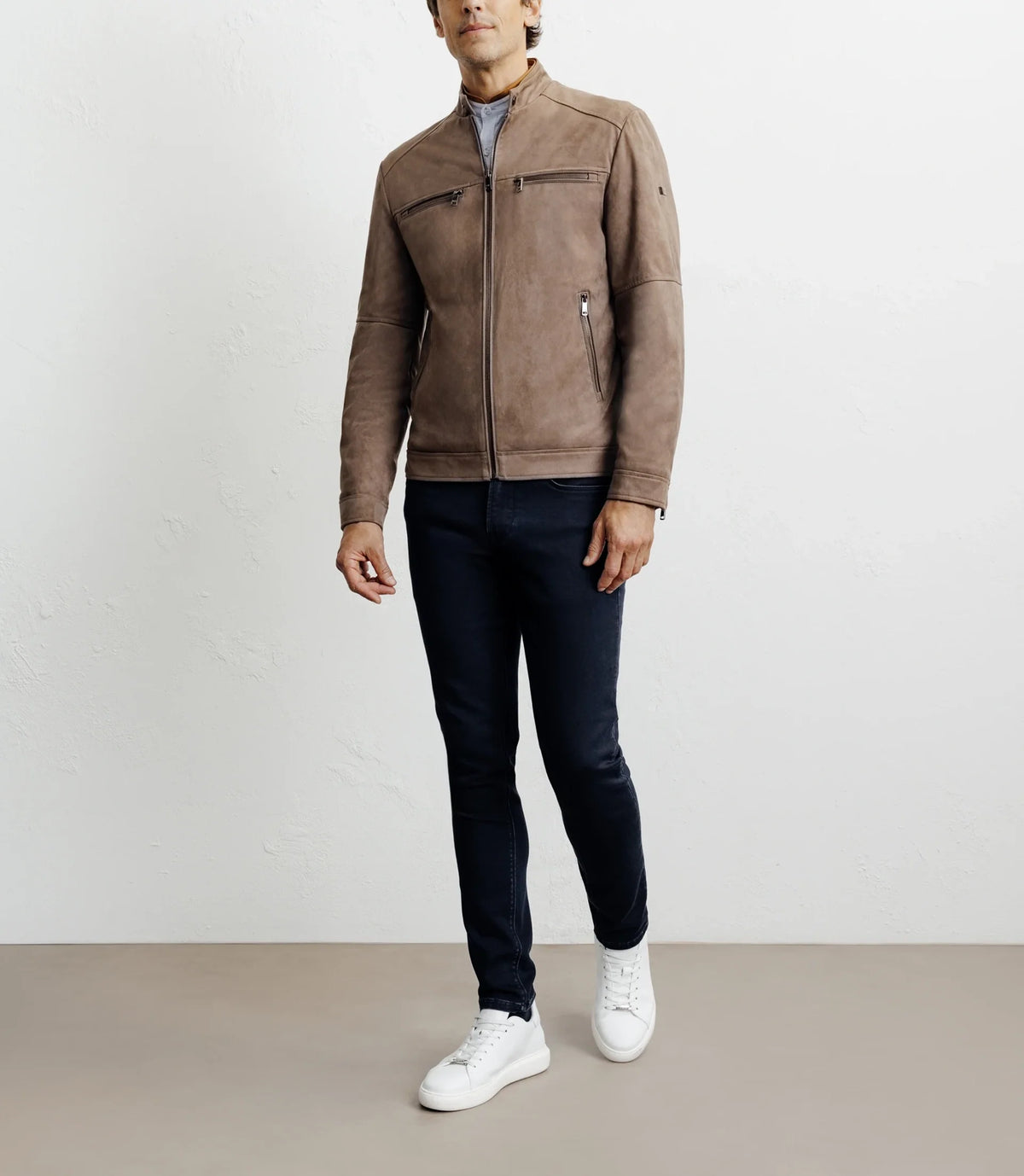 Blouson motard taupe - IZAC