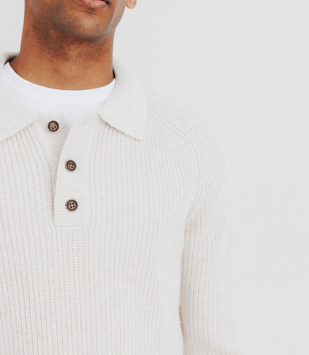 Pull col polo beige - IZAC
