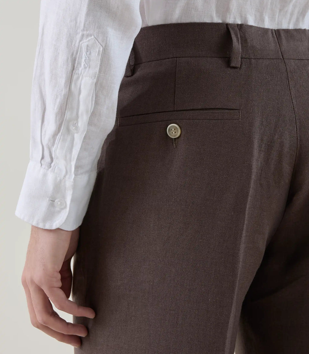 Pantalon ville 100% lin marron - IZAC