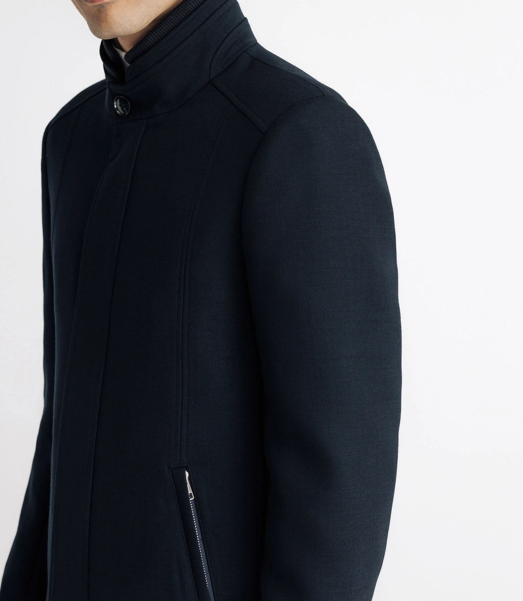 Manteau ville droit à col montant marine - IZAC