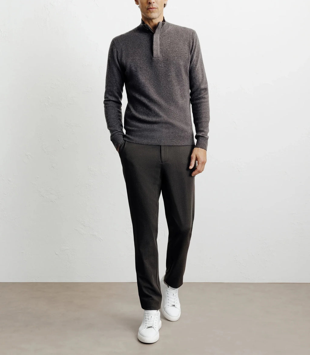Pull col montant 100% cachemire marron - IZAC