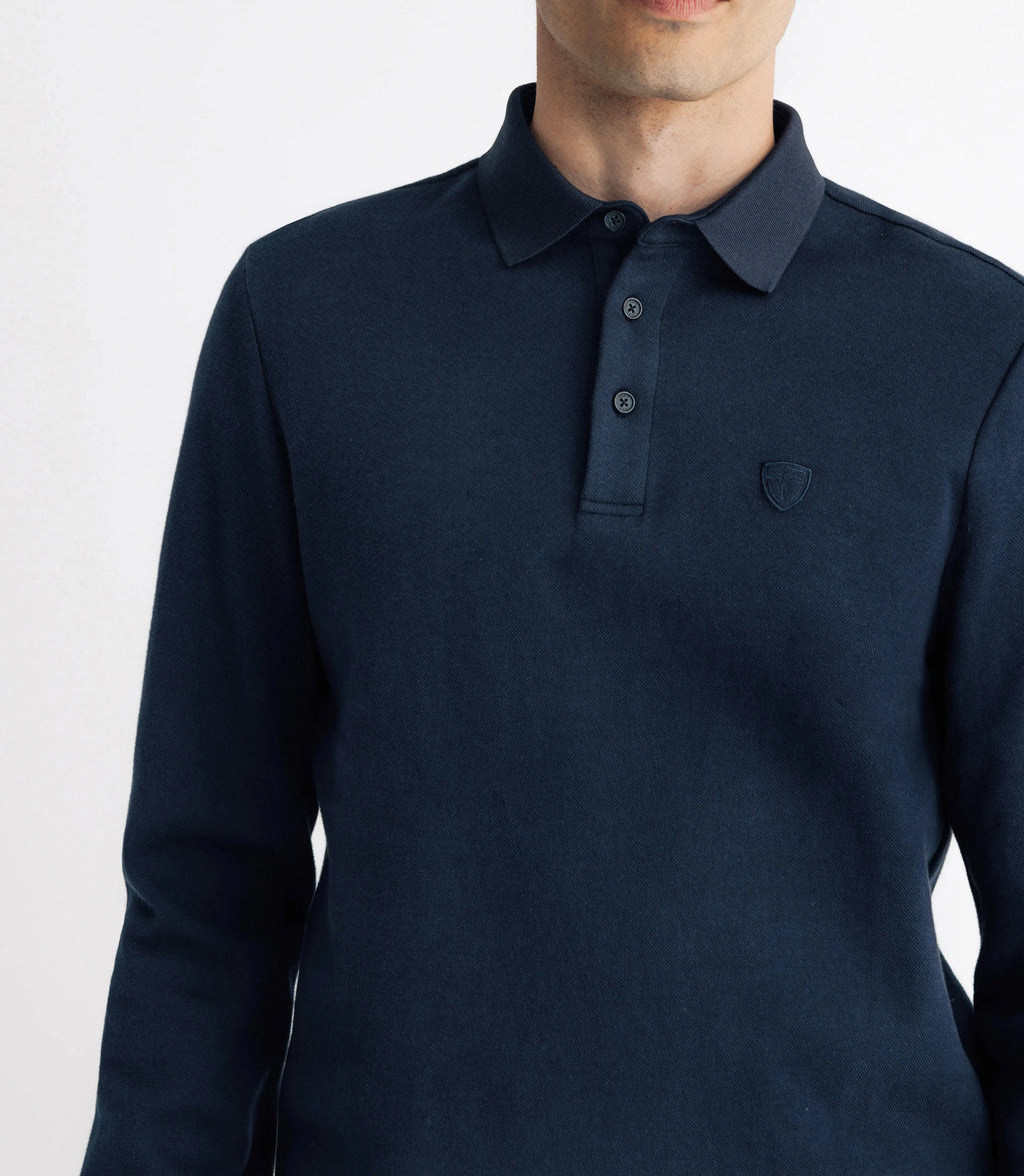 Polo boutonné manches longues marine - IZAC